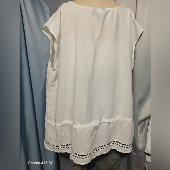 Lane Bryant White Cap Sleeve Tie Front Blouse - Picture 7 of 9